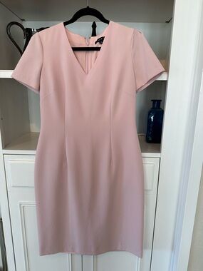 Preston & York Blush Pink V-Neck Midi Sheath Dress